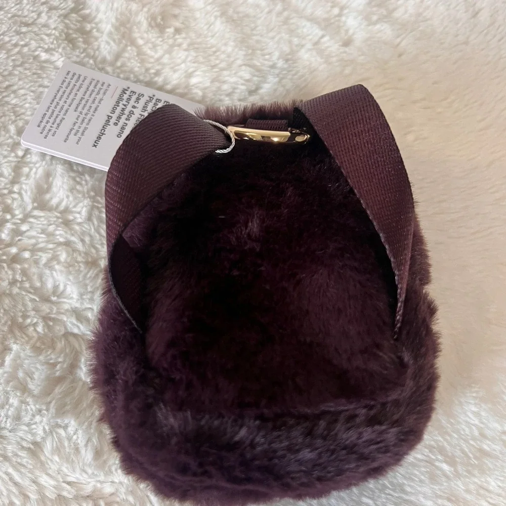 Lululemon Everywhere Nano Backpack Plush Fleece Black Plum Gold Womens Accessory